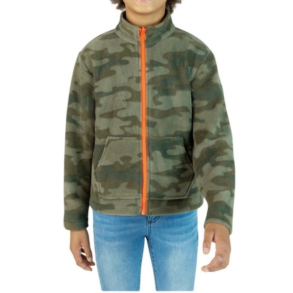 Eddie Bauer‎ Kids Camo Fleece Jacket Zip Front Pockets Size L 14/16 Hunting Warm
